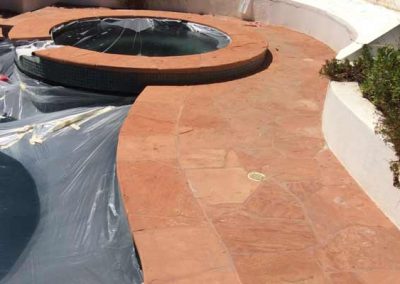 Pool and Spa Stone Decking Cleaned and Sealed by Alex Stone and Tile Services, Los Angeles.