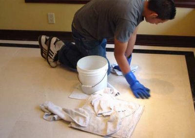 Stone Floor Tile Cleaning-in-Progress by Alex Stone and Tile Services, Los Angeles, San Fernando Valley, Pasadena, CA.