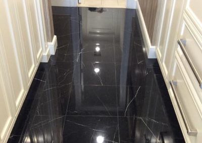Onyx Floor Tile Hallway Cleaned and Polished-Alex Stone and Tile Services, Los Angeles, San Fernando Valley, Ca.